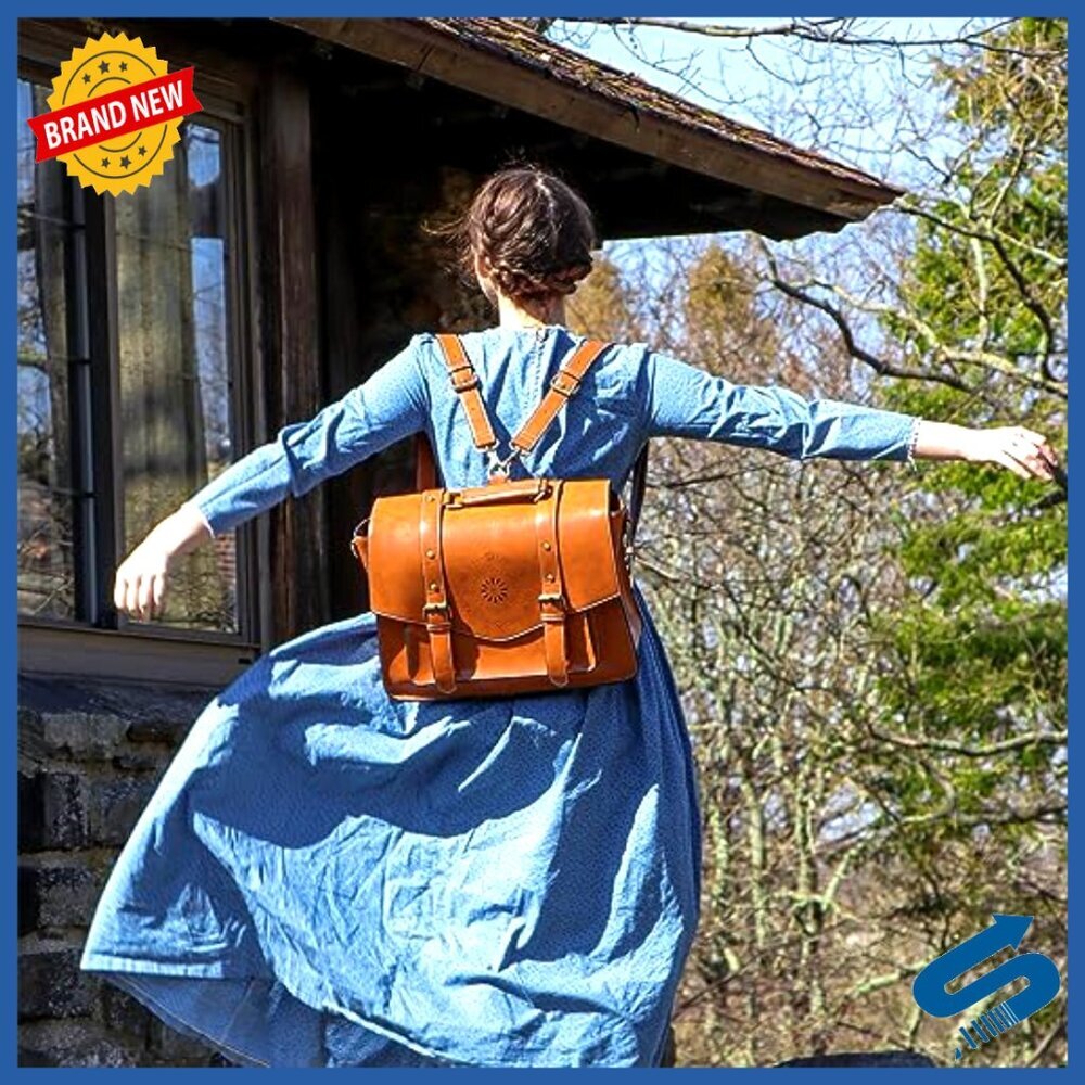 Vegan Leather Laptop Briefcase Convertible Backpack Professional Work Bag - Picture 2 of 6